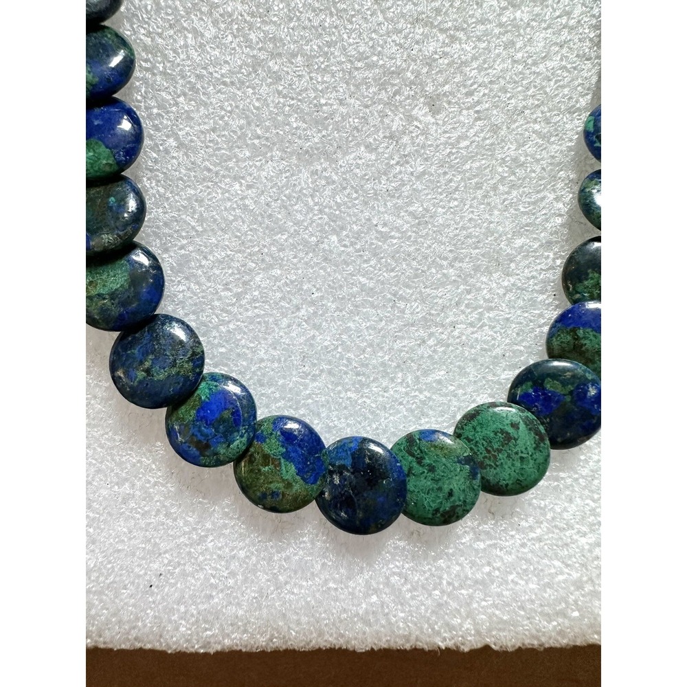 Vintage‎ Azurite Bead Necklace W/ Matching Clip On Earrings